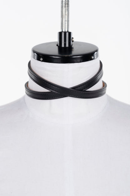 LEATHER SKINNY CHOKER - FETICO