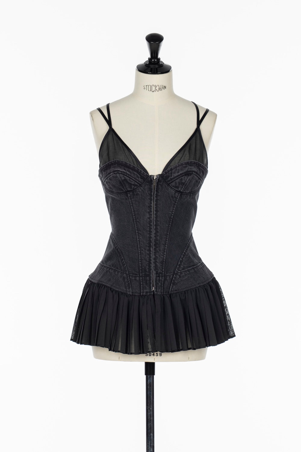 PLEATS COMBINED ORGANIC COTTON DENIM BUSTIER TOP - FETICO