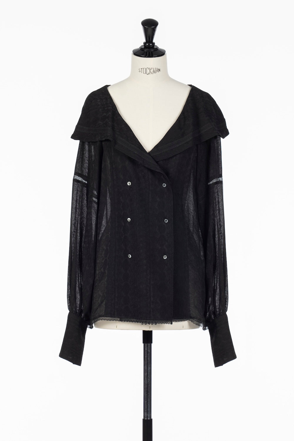 LACE JACQUARD SAILOR COLLAR BLOUSE - FETICO
