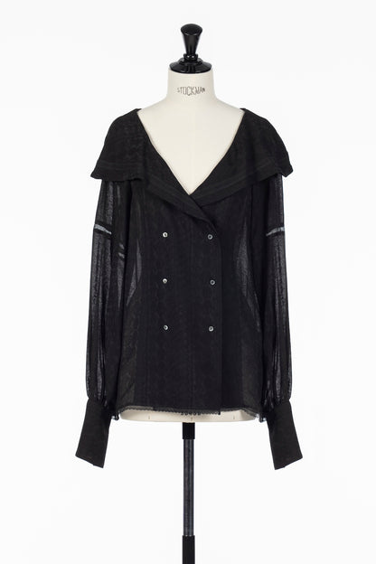 LACE JACQUARD SAILOR COLLAR BLOUSE - FETICO