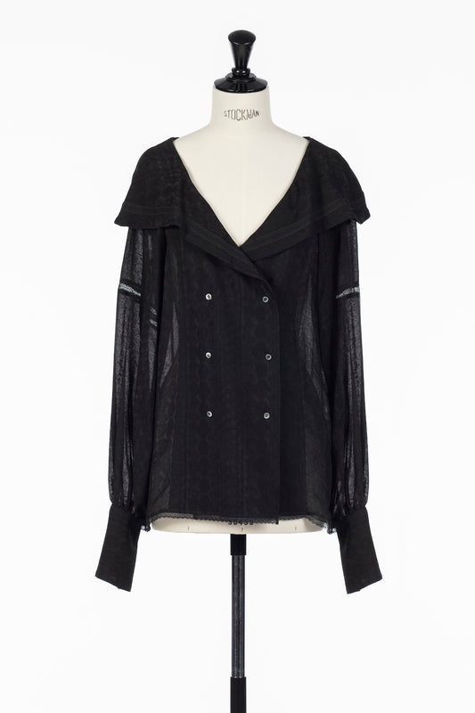 LACE JACQUARD SAILOR COLLAR BLOUSE - FETICO