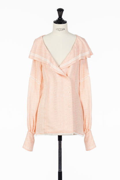 LACE JACQUARD SAILOR COLLAR BLOUSE - FETICO