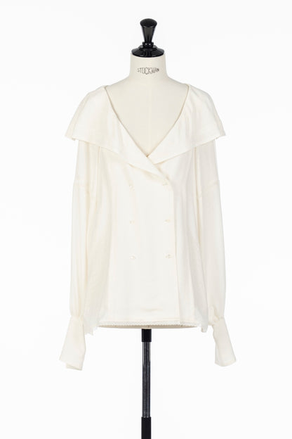 LACE JACQUARD SAILOR COLLAR BLOUSE - FETICO