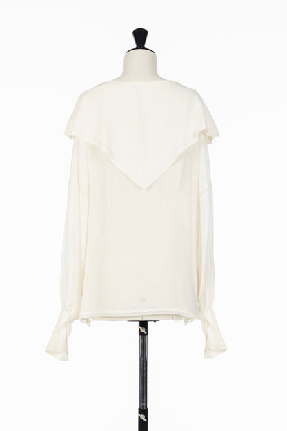 LACE JACQUARD SAILOR COLLAR BLOUSE - FETICO