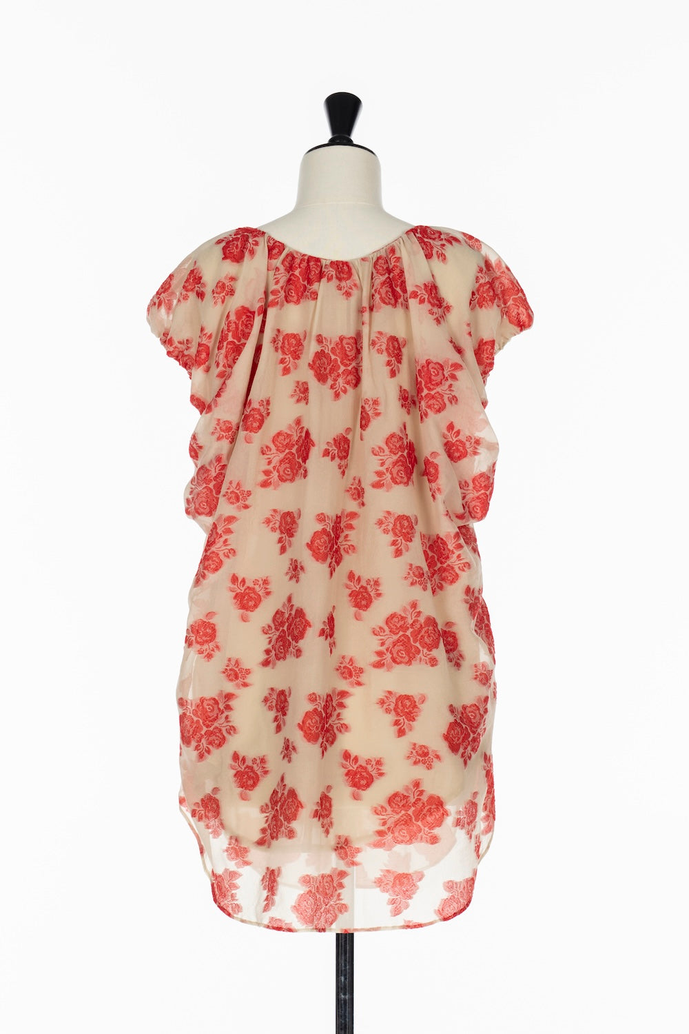 FLORAL JACQUARD GATHERED BLOUSE - FETICO