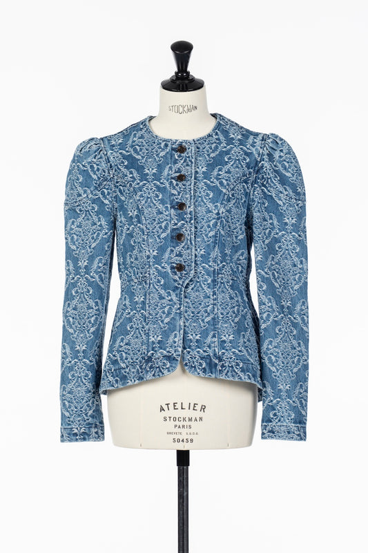 DAMASK DENIM PEPLUM JACKET - FETICO