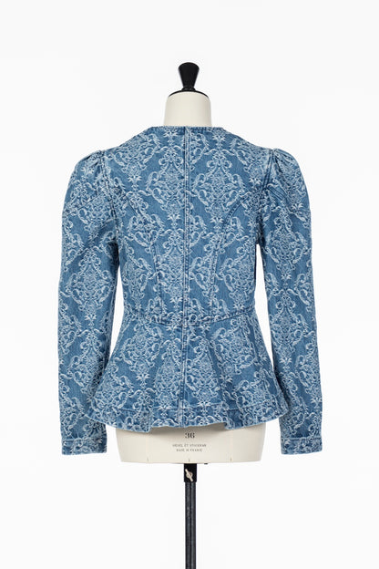 DAMASK DENIM PEPLUM JACKET - FETICO