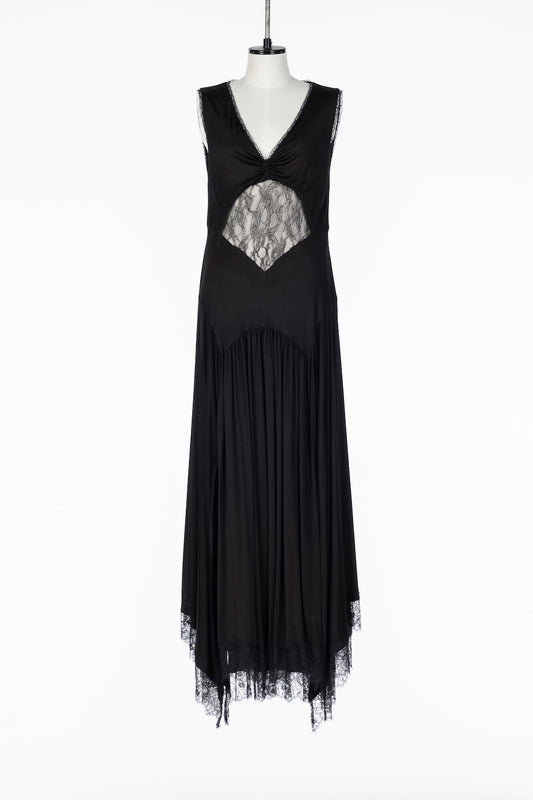 LACE PANELED JERSEY DRESS - FETICO