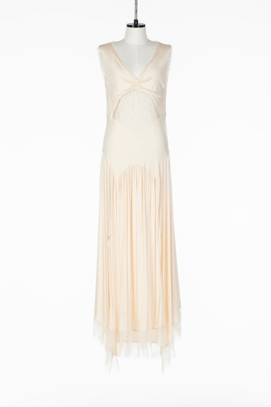LACE PANELED JERSEY DRESS - FETICO