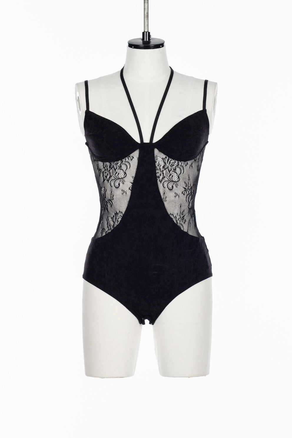 SHEER PANELED VELOUR BODYSUIT - FETICO