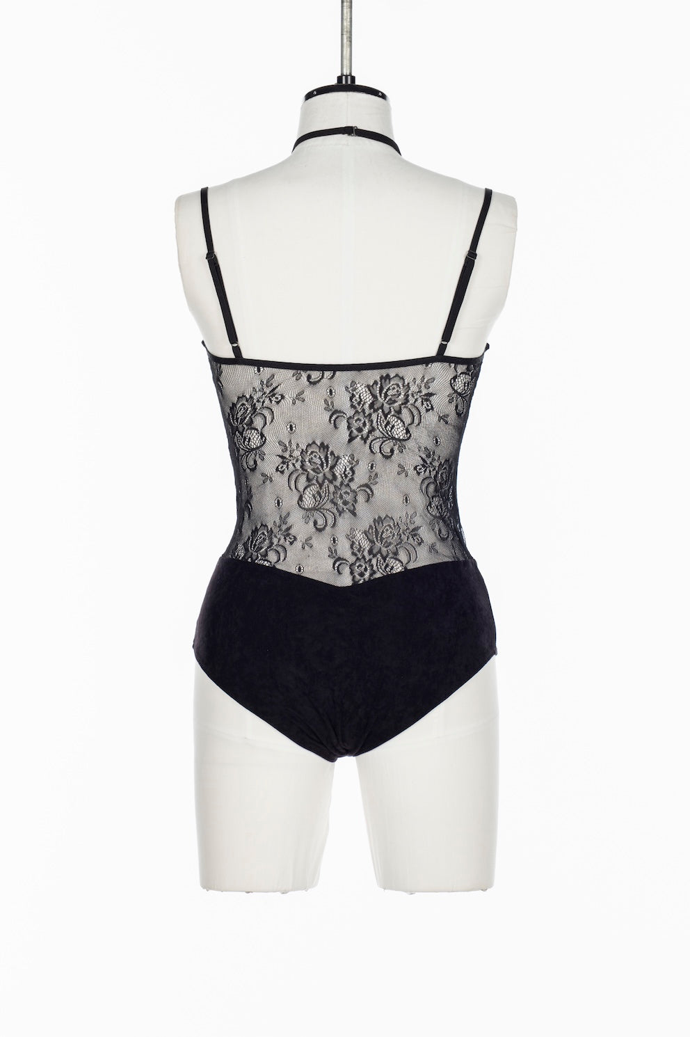 SHEER PANELED VELOUR BODYSUIT - FETICO