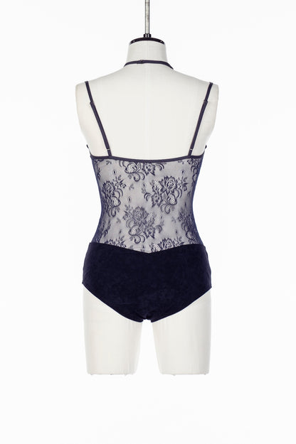 SHEER PANELED VELOUR BODYSUIT - FETICO
