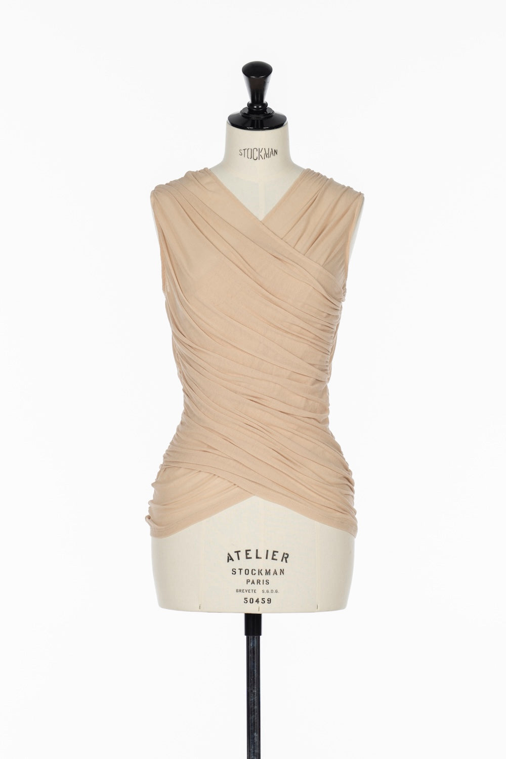 SHEER GATHERED SLEEVELESS TOP - FETICO