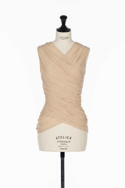 SHEER GATHERED SLEEVELESS TOP - FETICO