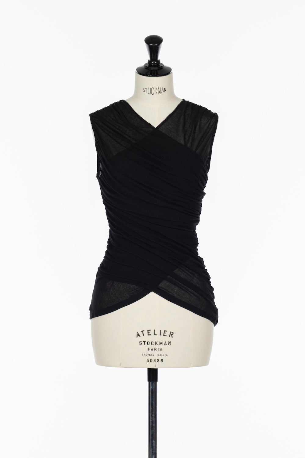 SHEER GATHERED SLEEVELESS TOP - FETICO