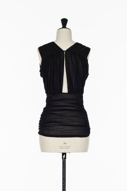 SHEER GATHERED SLEEVELESS TOP - FETICO