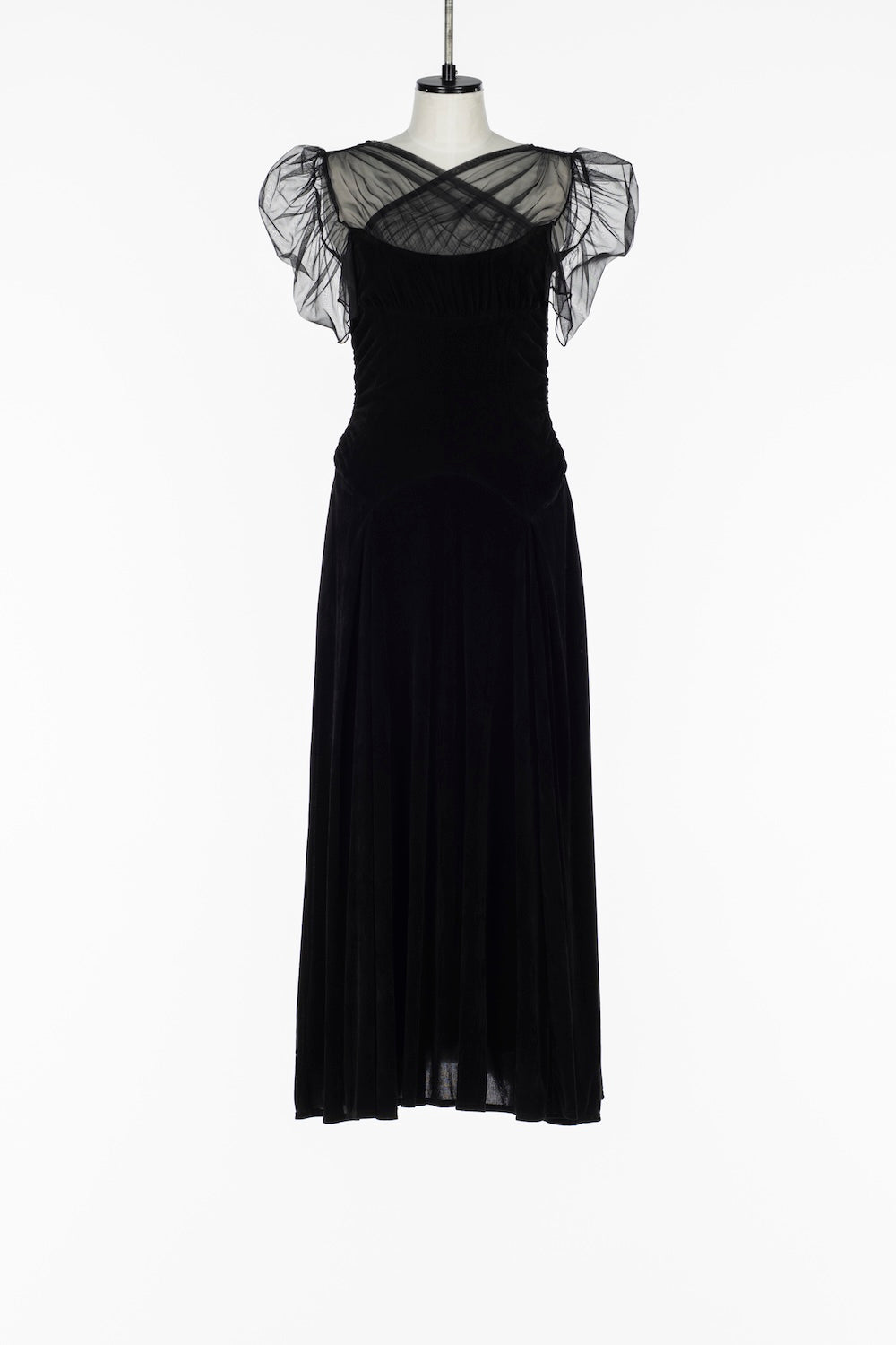 VELVET TULLE GATHERED DRESS - FETICO