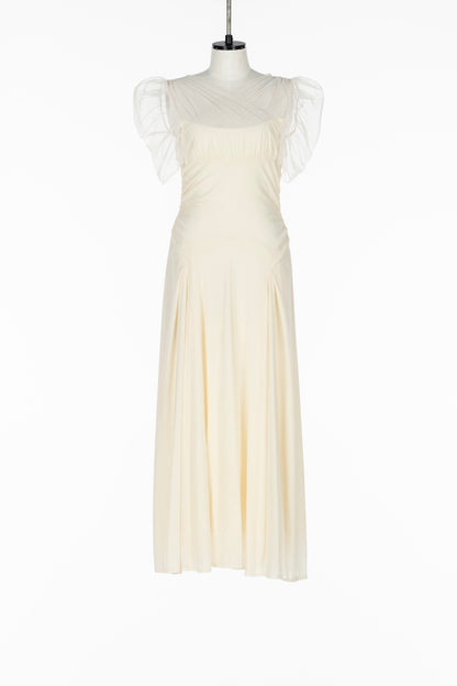 VELVET TULLE GATHERED DRESS - FETICO