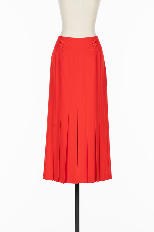 PLEATED EMBROIDERED SLIT SKIRT - FETICO