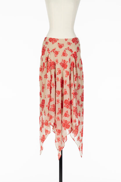 DRAPED FLORAL JACQUARD SKIRT - FETICO
