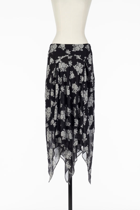 DRAPED FLORAL JACQUARD SKIRT - FETICO