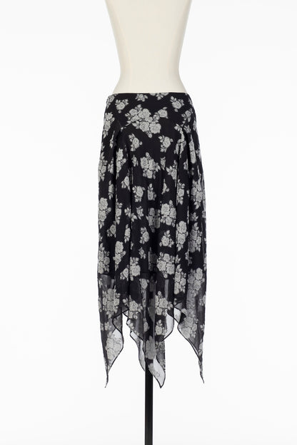DRAPED FLORAL JACQUARD SKIRT - FETICO