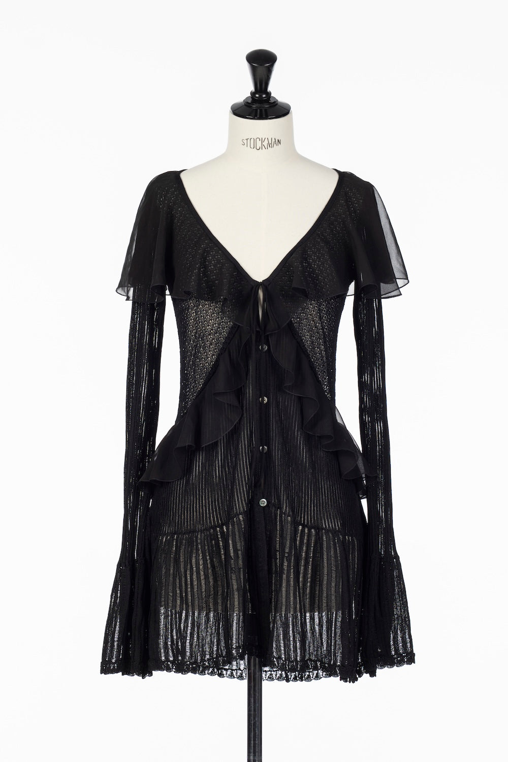 LACE KNIT LONGLINE CARDIGAN - FETICO