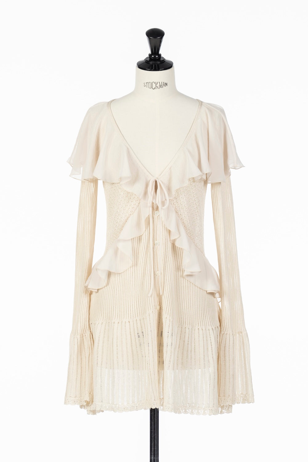 LACE KNIT LONGLINE CARDIGAN - FETICO