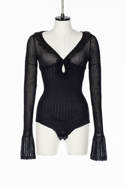 LACE KNIT CUT OUT BODYSUIT - FETICO