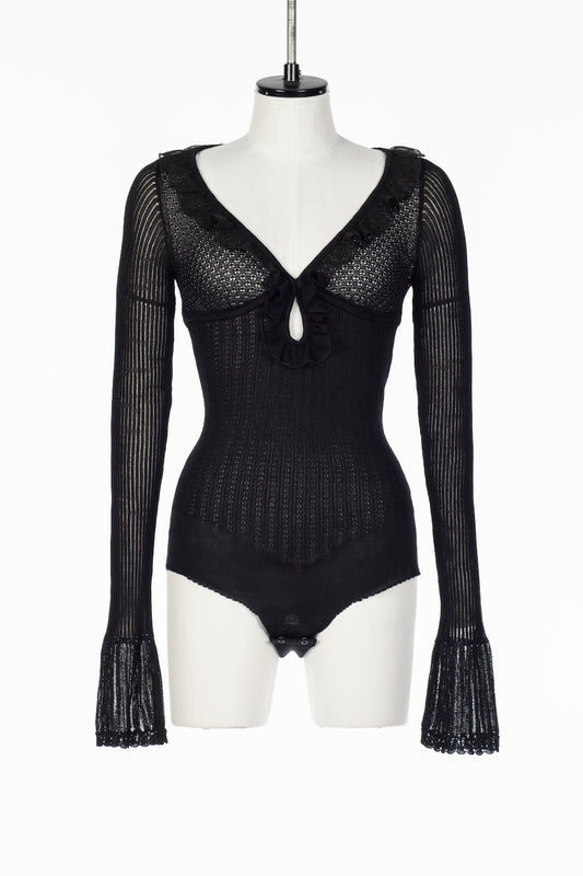 LACE KNIT CUT OUT BODYSUIT - FETICO