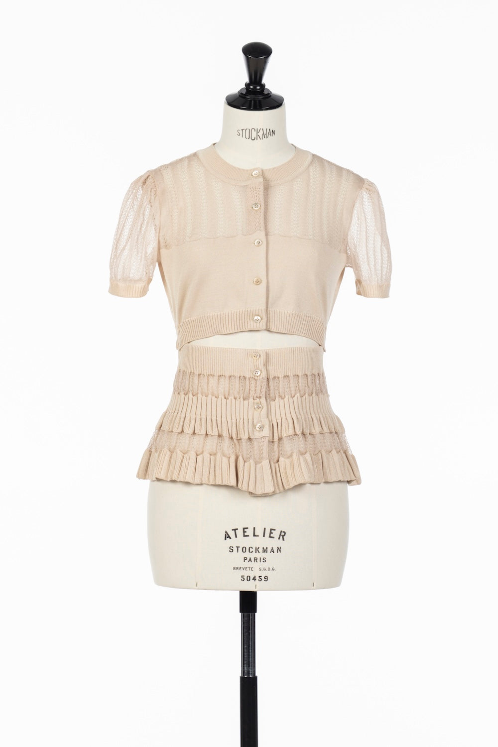 CONVERTIBLE SHEER STRIPE KNIT CARDIGAN - FETICO