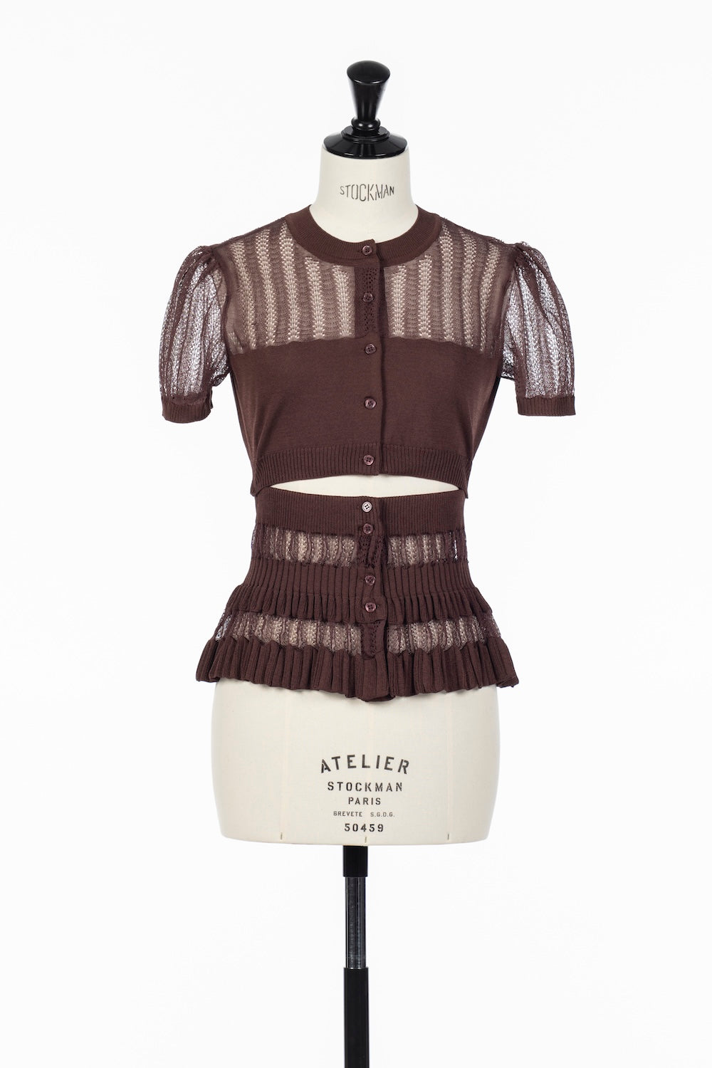 CONVERTIBLE SHEER STRIPE KNIT CARDIGAN - FETICO