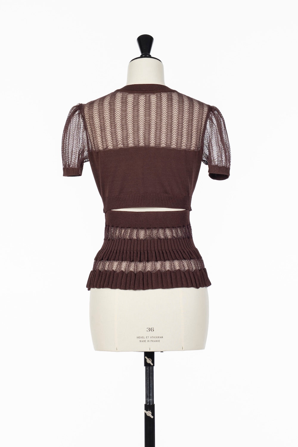 CONVERTIBLE SHEER STRIPE KNIT CARDIGAN - FETICO