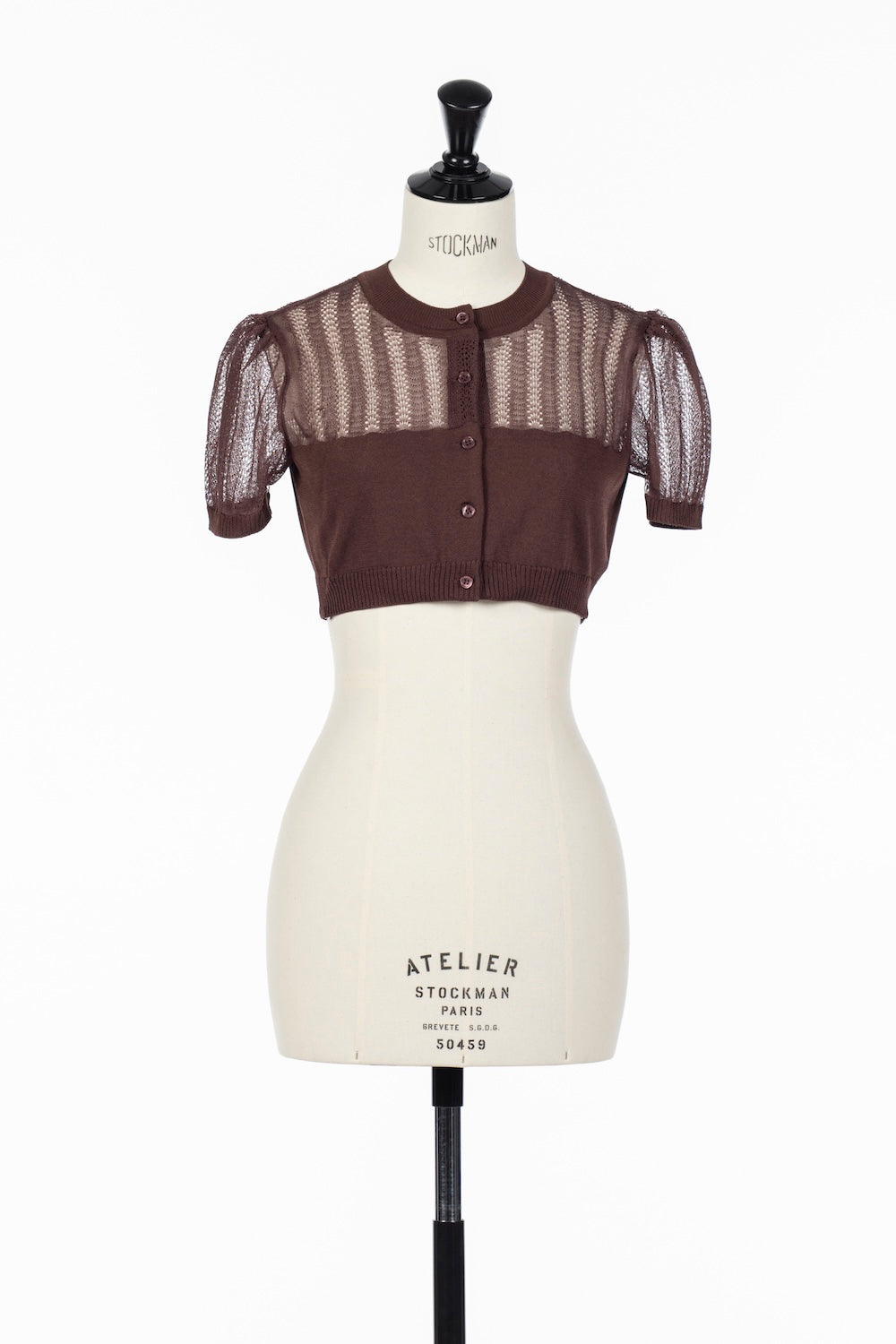 CONVERTIBLE SHEER STRIPE KNIT CARDIGAN - FETICO