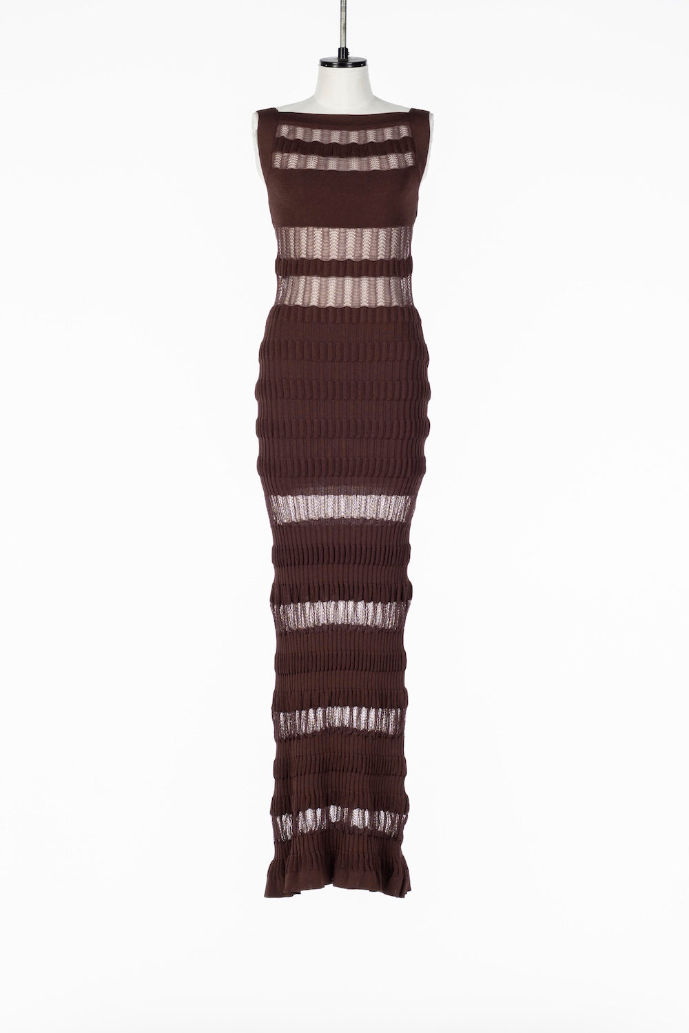 SHEER STRIPE KNIT LONG DRESS - FETICO