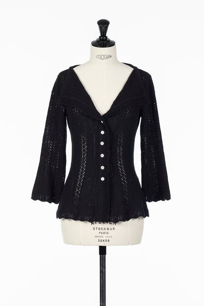 BOUCLÉ KNIT LACE CARDIGAN - FETICO