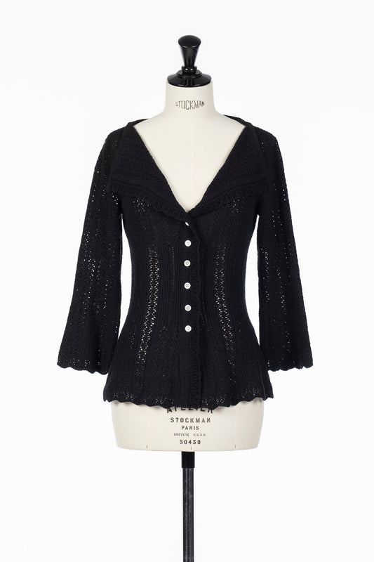 BOUCLÉ KNIT LACE CARDIGAN - FETICO