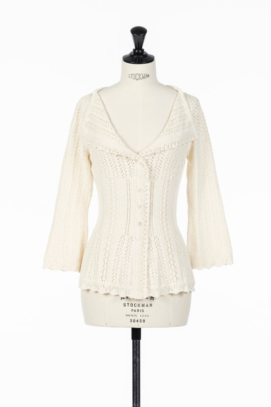 BOUCLÉ KNIT LACE CARDIGAN - FETICO