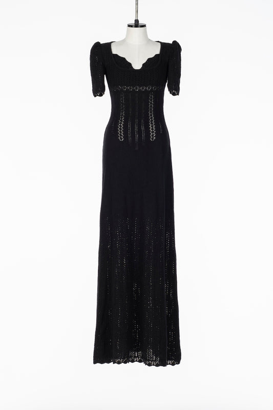 BOUCLÉ KNIT LACE MAXI DRESS - FETICO