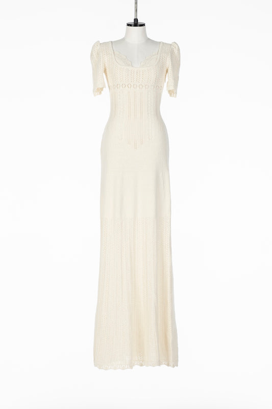 BOUCLÉ KNIT LACE MAXI DRESS - FETICO