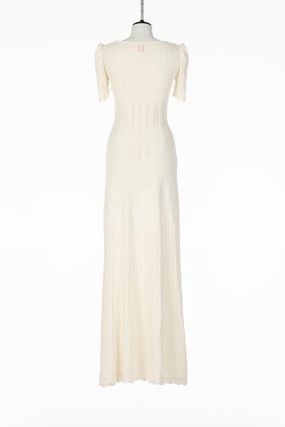 BOUCLÉ KNIT LACE MAXI DRESS - FETICO