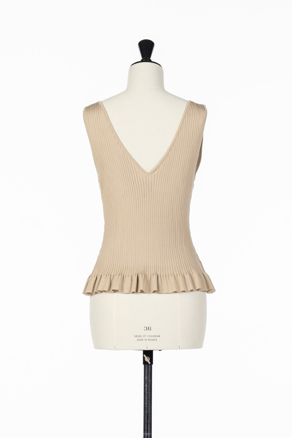 DAMASK PRINT RIB KNIT SLEEVELESS TOP - FETICO