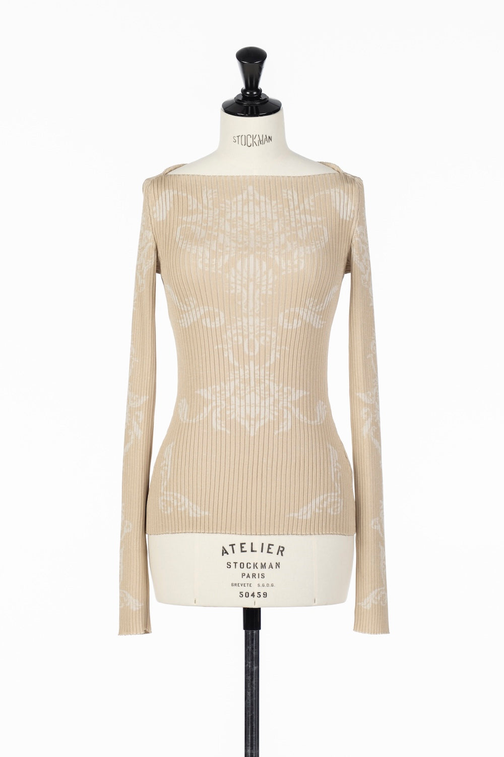 DAMASK PATTERN RIB KNIT TOP - FETICO
