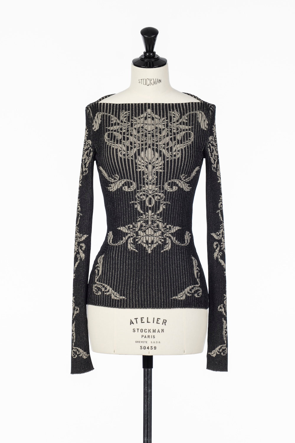 DAMASK PATTERN RIB KNIT TOP - FETICO