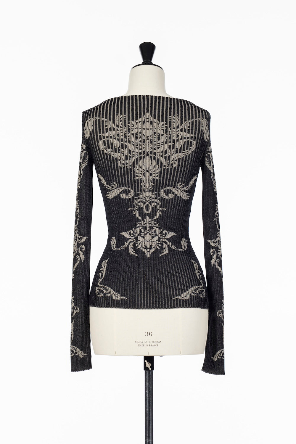 DAMASK PATTERN RIB KNIT TOP - FETICO