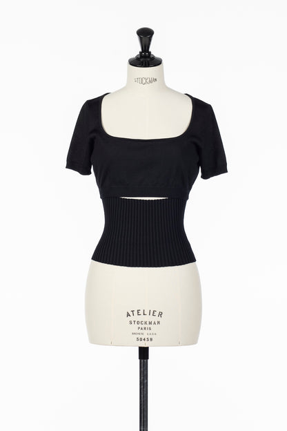 CONVERTIBLE SCOOP NECK KNIT TOP - FETICO