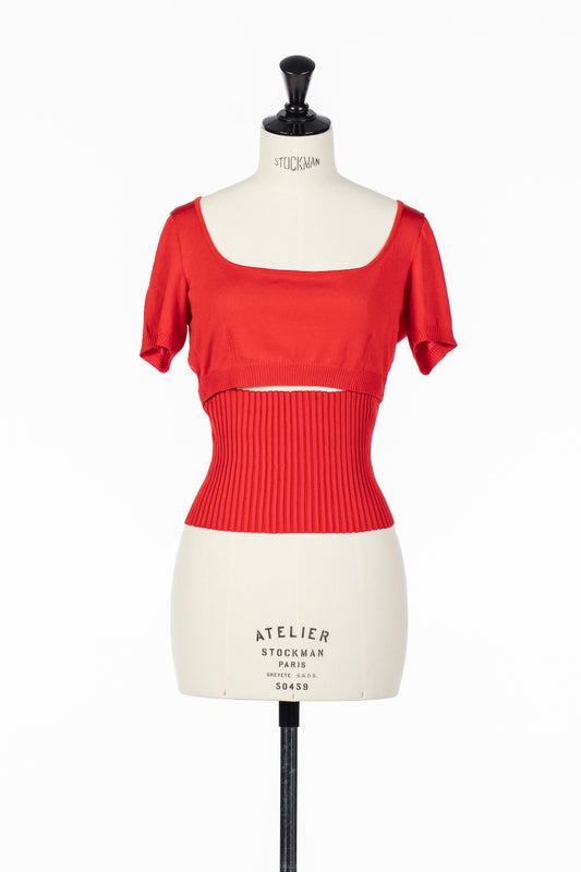 CONVERTIBLE SCOOP NECK KNIT TOP - FETICO