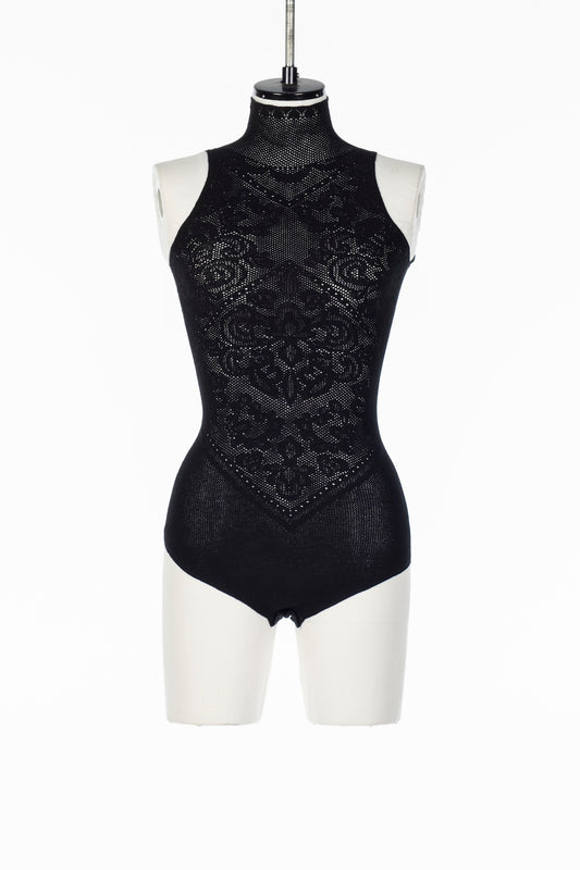 DAMASK PRINT RIB KNIT SLEEVELESS TOP - FETICO