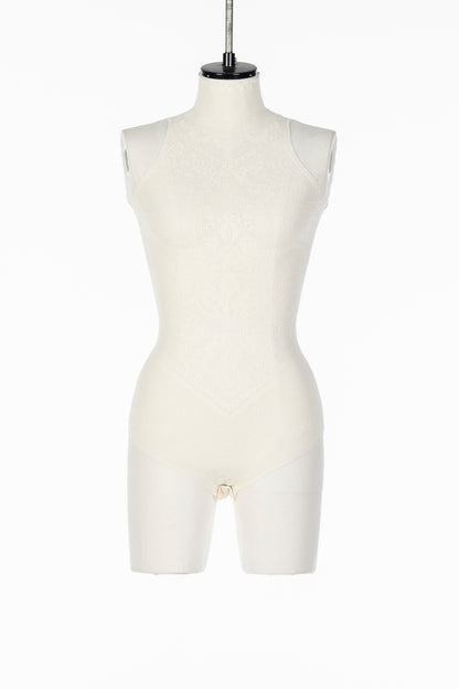 DAMASK PRINT RIB KNIT SLEEVELESS TOP - FETICO