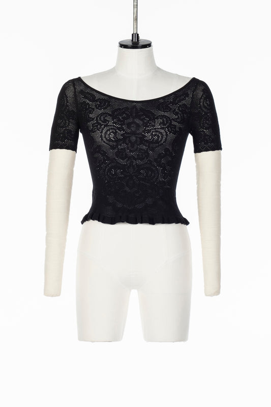 DAMASK PRINT RIB KNIT TOP - FETICO